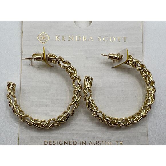 Kendra Scott Medium Hoop Earrings 14K Gold Over Brass Signed NEW - Picture 1 of 7